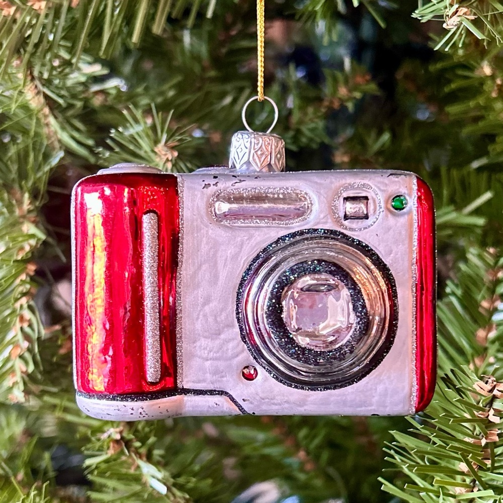 European Glass Digital Camera Hand-painted Holiday Ornament